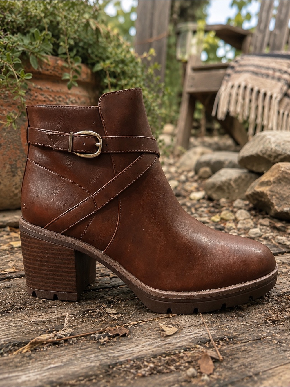 Naturalizer Madalynn Boots Women Cinnamon Block Heel Ankle Bootie Casual Size 11